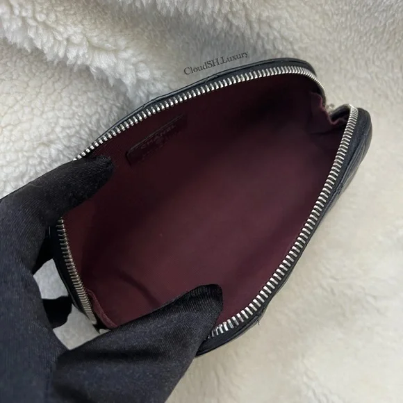 Auth Chanel Quilted Classic CC Logo Black Zip Cosmetic Pouch - Picture 4 of 9